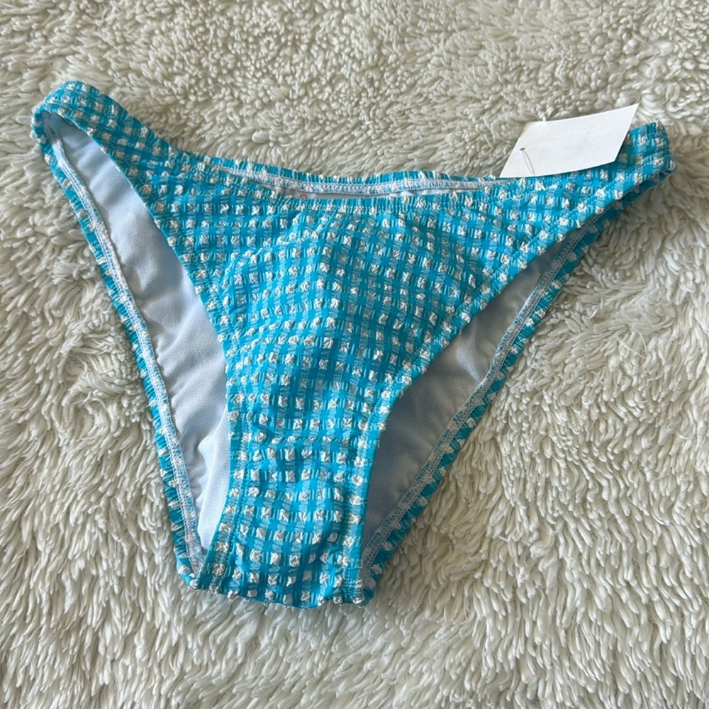 Cute Tiffany Blue Checkered Bikini Bottoms Size 0 Small/XSmall